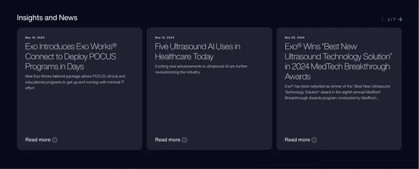 Exo® | Portable Ultrasound Ecosystem for Point-of-Care Answers - Landing design inspiration