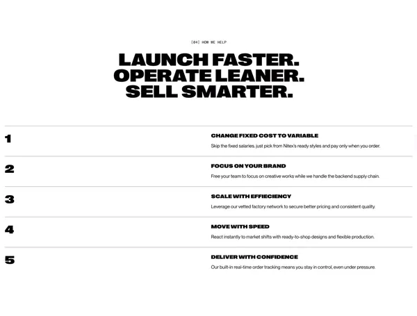 nitex - Landing design inspiration
