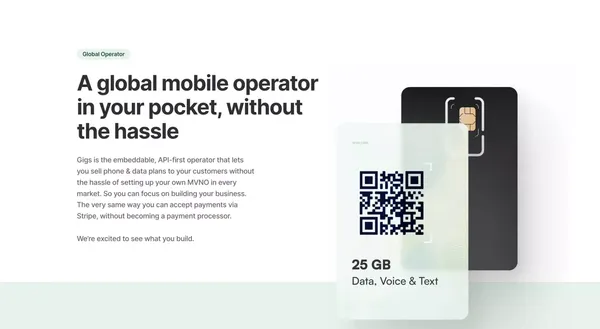 Gigs - Connectivity for your customers - Landing design inspiration