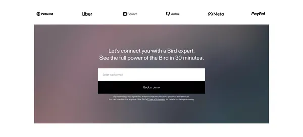 Bird | Vereinheitlichtes CRM fÃ¼r Marketing, Service & Payments - Landing design inspiration