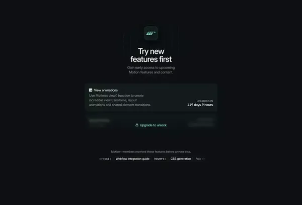 Motion+ — Level up your animations with the all-in membership - Landing design inspiration