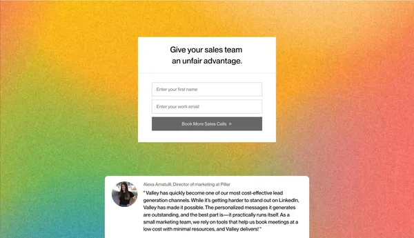 Valley | Intent based outreach on LinkedIn to Grow your Pipeline - Landing design inspiration