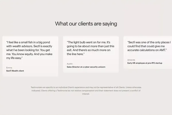 The leading financial advisor for tech people — Secfi - Landing design inspiration