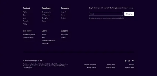 Duffel - The best API to sell travel. - Landing design inspiration