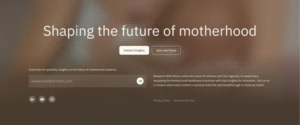 Research With Moms | Shape the future of motherhood - Landing design inspiration