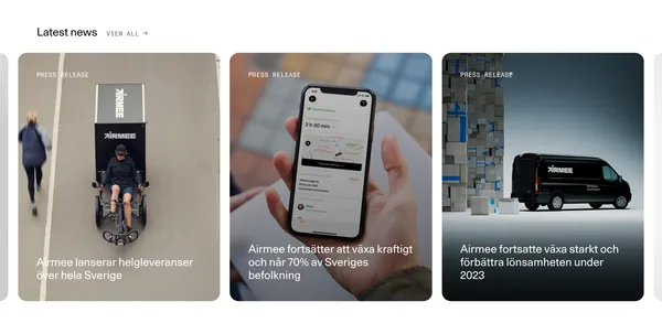 Airmee | Fossil free, fast delivery - Landing design inspiration
