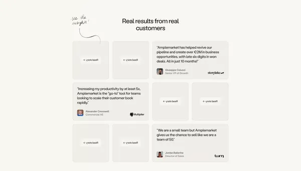 Amplemarket: AI sales copilot for precision selling success - Landing design inspiration