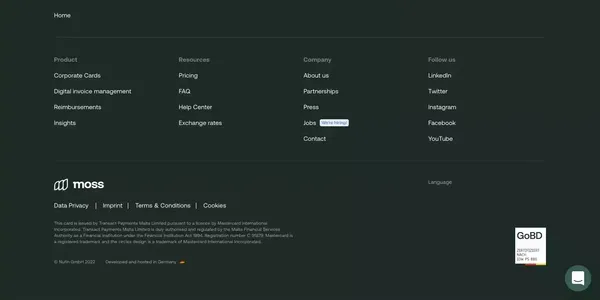 Moss: The all-in-one spend management platform - Landing design inspiration