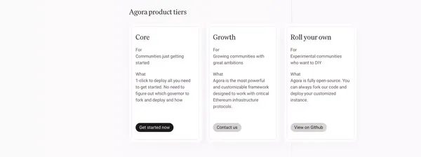 Agora: The onchain governance company - Landing design inspiration