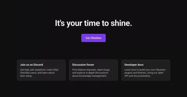Obsidian - Sharpen your thinking - Landing design inspiration