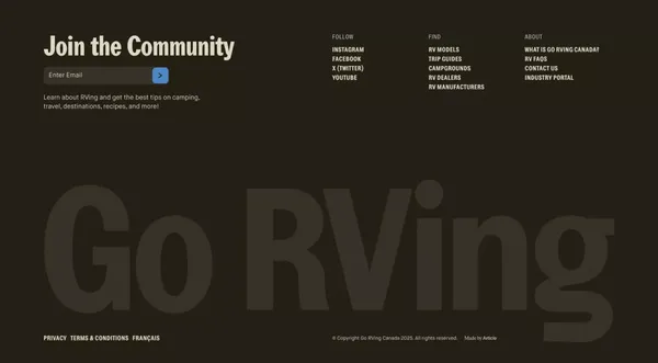 Go RVing Canada: RV dealers, Campgrounds and Trip Guides - Landing design inspiration