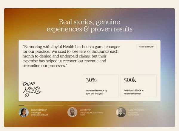 Joyful Health | Revenue Recovery For Practices - Landing design inspiration