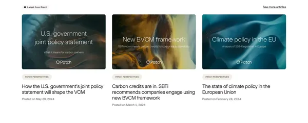 Patch | The platform scaling unified climate action - Landing design inspiration