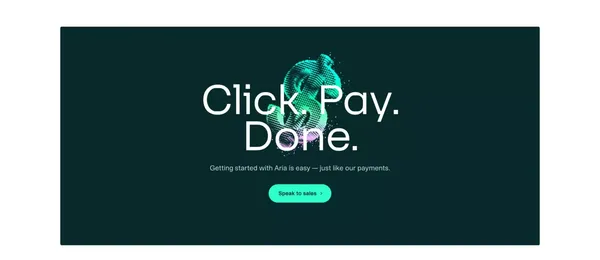 Aria – Build better B2B payment experiences - Landing design inspiration