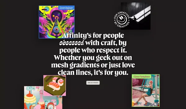 Affinity | Professional Creative Software, Free for Everyone - Landing design inspiration
