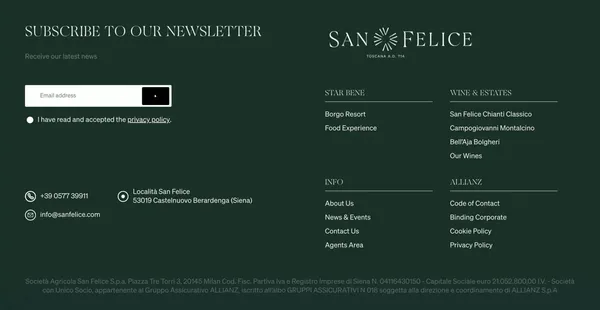 San Felice: the historic Tuscan vineyard, winery and 5* hotel | Borgo San Felice - Landing design inspiration