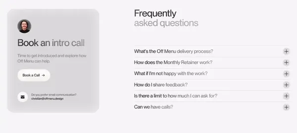OFF MENU - Landing design inspiration