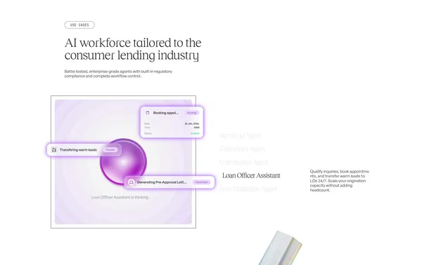 Kastle - AI agents for consumer lending - Landing design inspiration