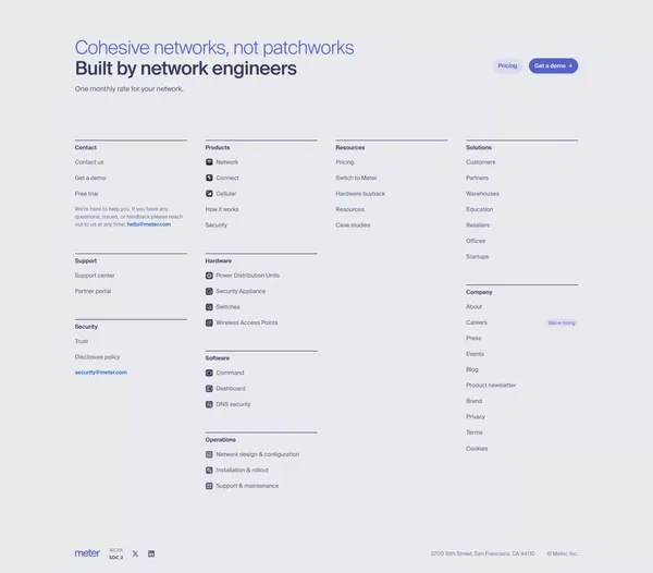 Meter – Internet infrastructure for the enterprise - Landing design inspiration