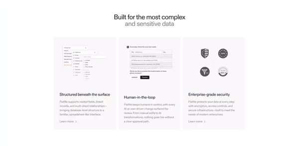 AI Data Preparation and Migration Software | Flatfile - Landing design inspiration