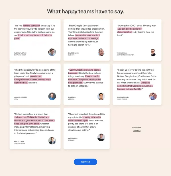 Slite - The workspace for remote teams - Landing design inspiration