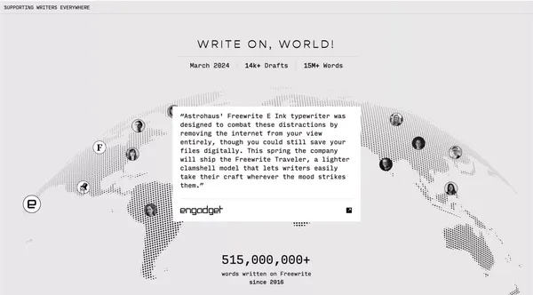 Freewrite: Distraction-Free Writing Tools - Landing design inspiration