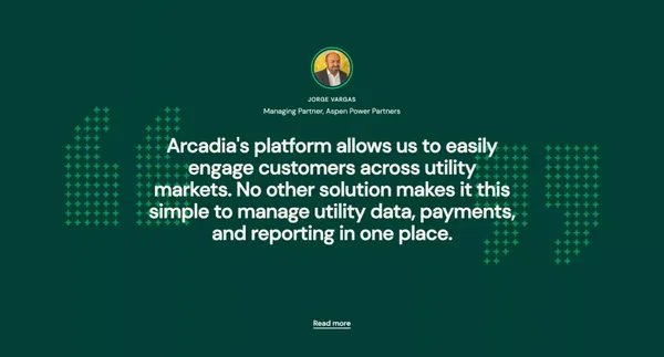 Arcadia | We’re here to help energy clean up its act. - Landing design inspiration