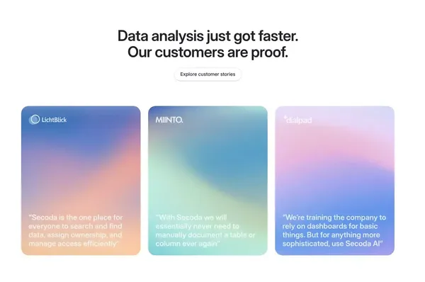 Secoda - The AI platform for data and analytics - Landing design inspiration
