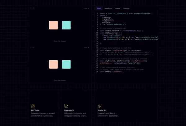 Liveblocks | Collaborative experiences in days, not months - Landing design inspiration