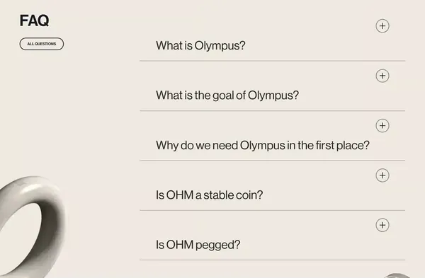Olympus - The future decentralized reserve currency - Landing design inspiration