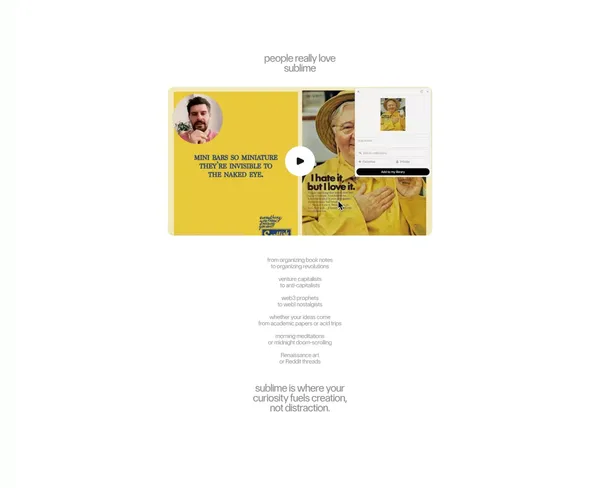 Sublime — A second brain with a soul - Landing design inspiration