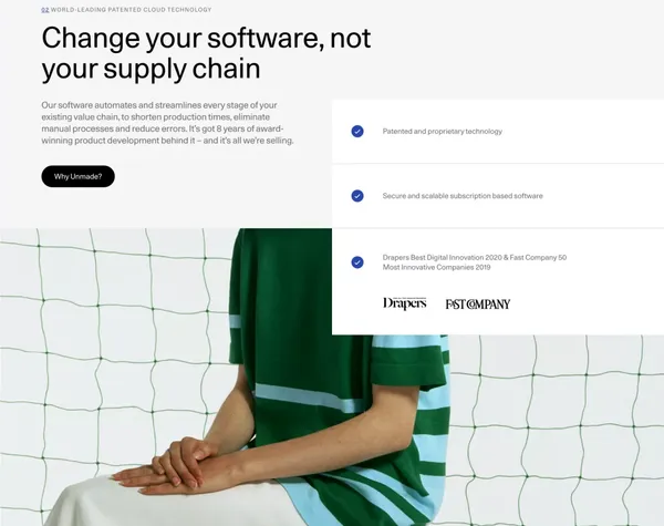 Unmade | Unlock Customised And On-Demand Apparel Production At Scale - Landing design inspiration