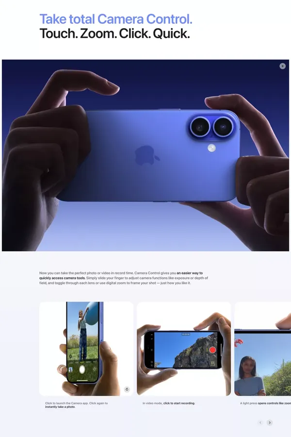 iPhone 16 and iPhone 16 Plus - Apple - Landing design inspiration