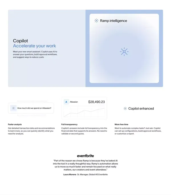 The Future of AI in Finance is Here | Ramp Intelligence - Landing design inspiration
