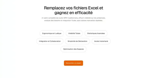 m-work | Application de suivi du télétravail & logiciel flex-office - Landing design inspiration