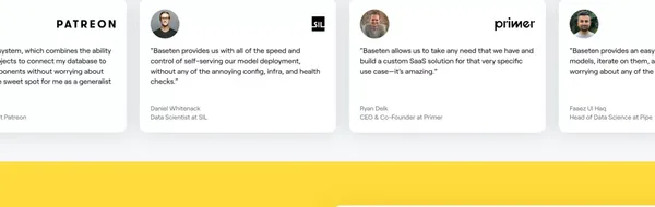 Baseten | Turn ML models into full-stack apps - Landing design inspiration
