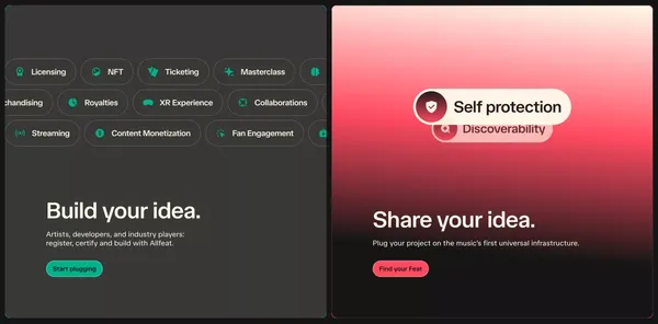 Allfeat | Unchained music value - Landing design inspiration
