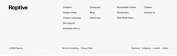Raptive — Powering creator independence - Landing design inspiration