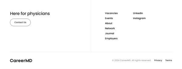 Career tools for Physicians | CareerMD - Landing design inspiration