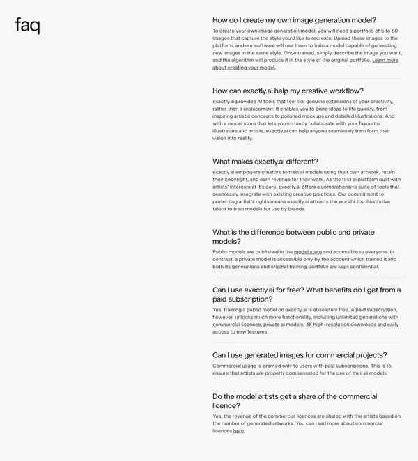 exactly.ai | bespoke ai models, built for your brand - Landing design inspiration