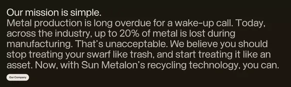 Turn your metal waste into revenue – Sun Metalon - Landing design inspiration