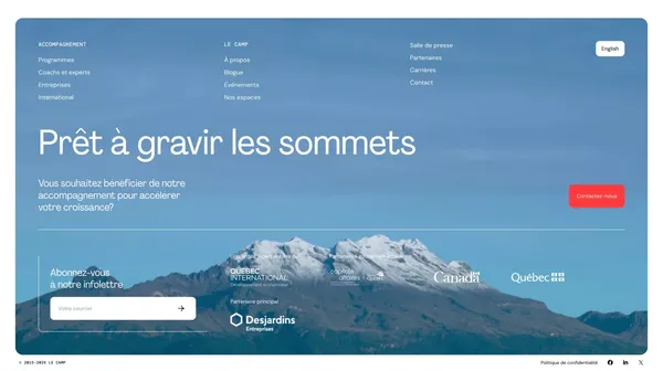 Accélérateur technologique à Québec | LE CAMP - Landing design inspiration