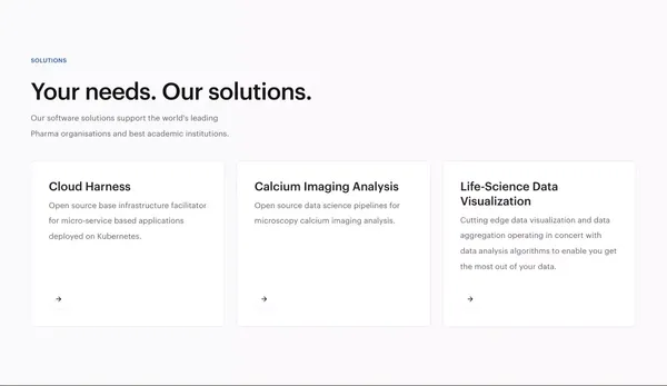 MetaCell | World Leaders In Software For Life Science - Landing design inspiration