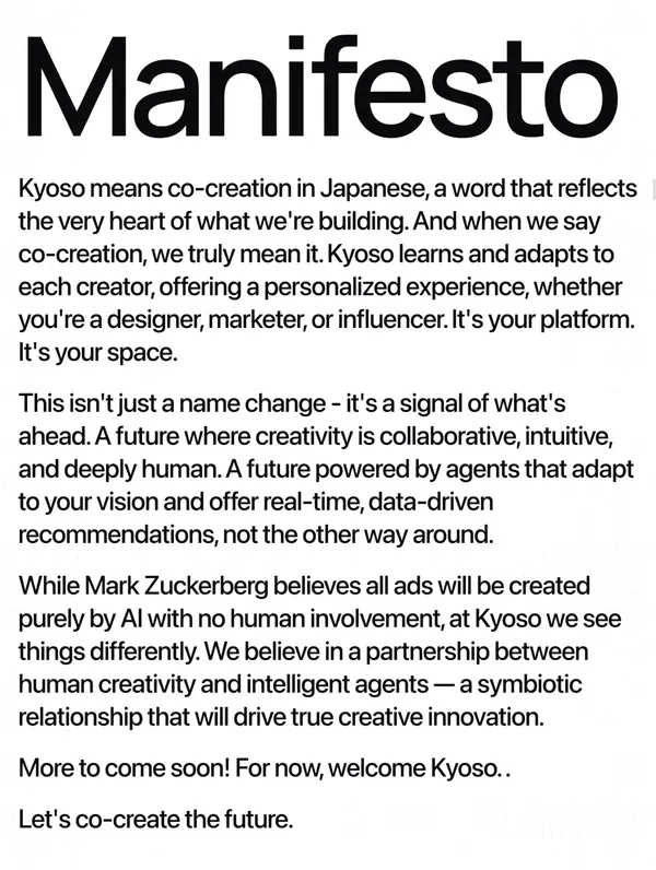 Kyoso | AI Co-Creation Platform for Creators - Landing design inspiration