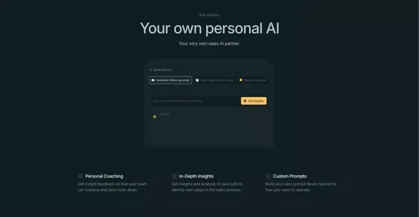 Glyphic | AI Copilot for Sales Teams - Landing design inspiration
