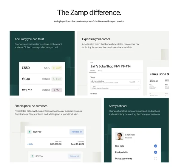 Zamp | Sales Tax Compliance Software, Fully Managed - Landing design inspiration