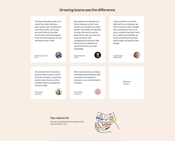 Slite - AI-powered knowledge base - Landing design inspiration