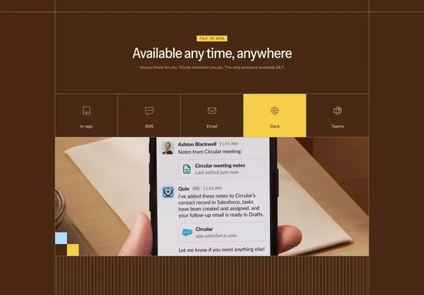 Quin — Meet your dream assistant - Landing design inspiration