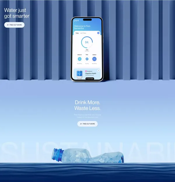Pani Source | Upgrade Your Water - Landing design inspiration