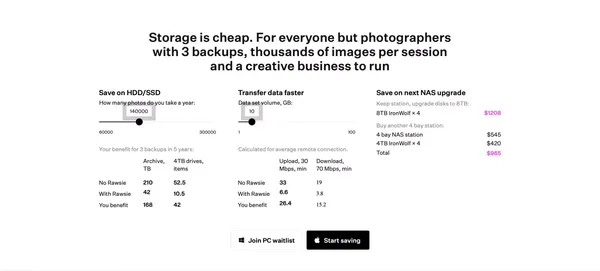 Rawsie – Reduce RAW image file size by up to 80% - Landing design inspiration